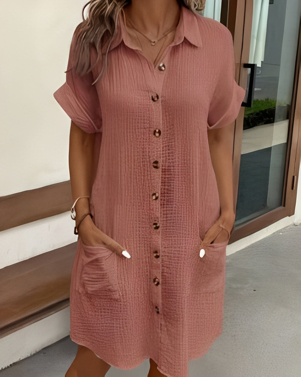 Robe Chemise Femme Décontractée – Élégance Simple pour l’Été