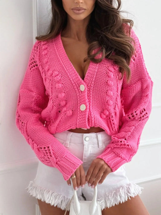 Delvine | Cardigan Femme Col V Boutonné Confortable et Doux