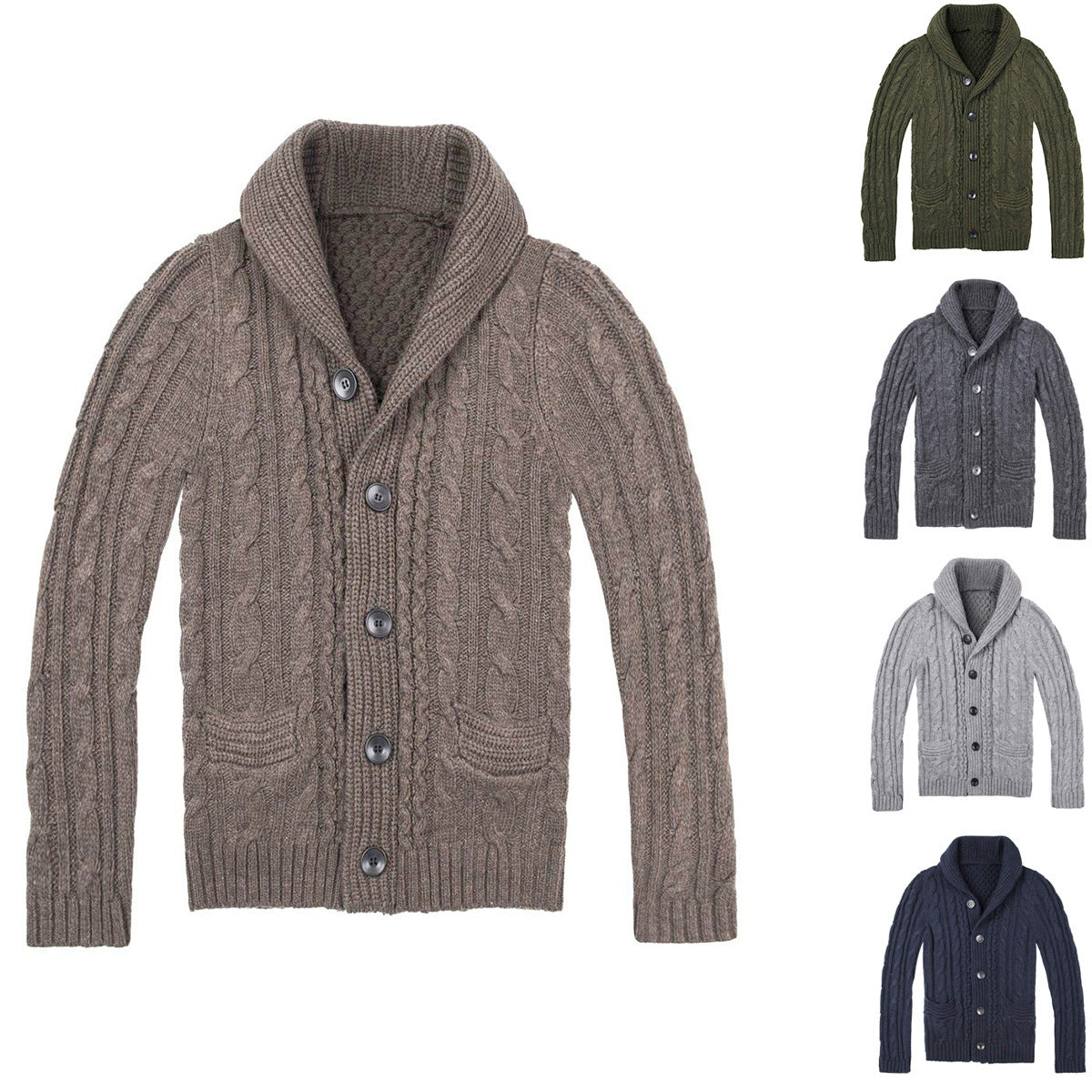 Cardigan Homme à Motif Torsadé avec Poches Pratiques