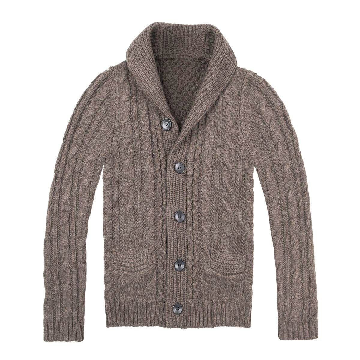 Cardigan Homme à Motif Torsadé avec Poches Pratiques