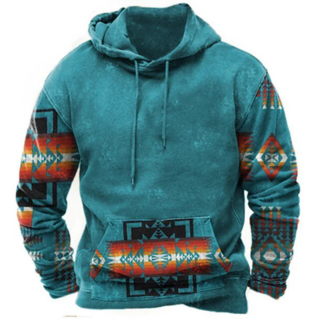 Hoodie Tribal Homme | Coupe Longline | Style Vintage & Décontracté