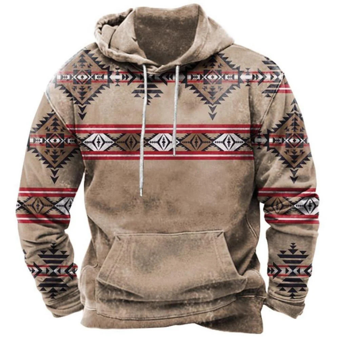 Hoodie Tribal Homme | Coupe Longline | Style Vintage & Décontracté