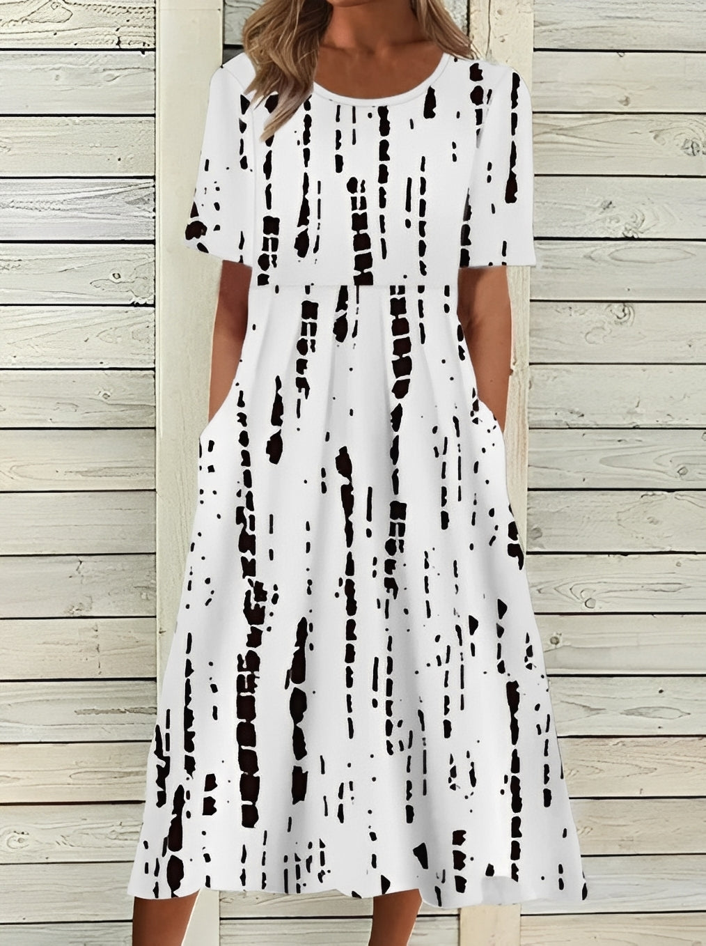 Robe Midi Femme Élégante à Motif Floral et Coupe Fluide