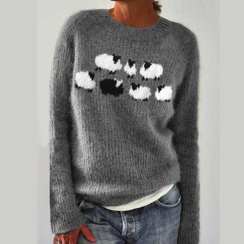 Perline | Pull Femme à Motifs Style Norvégien Col Rond à Manches Longues