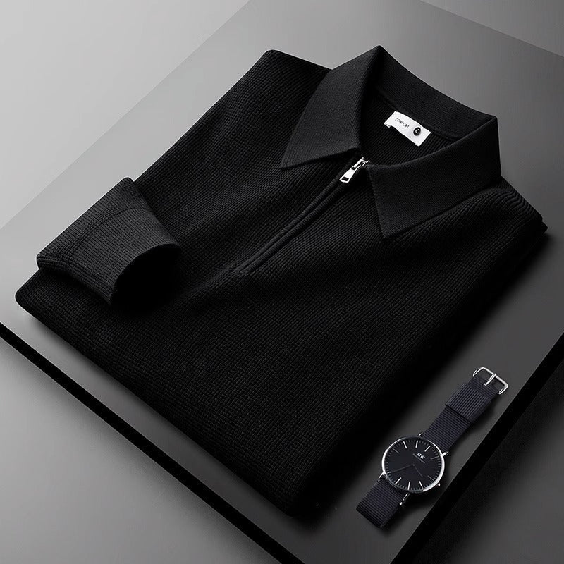 Pull Homme Moderne à Motif Waffle avec Zip | Confort et Style au Quotidien