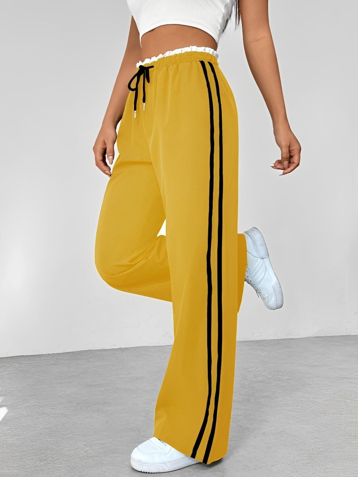 Pantalon Femme Coupe Droite Décontractée – Style Streetwear Moderne