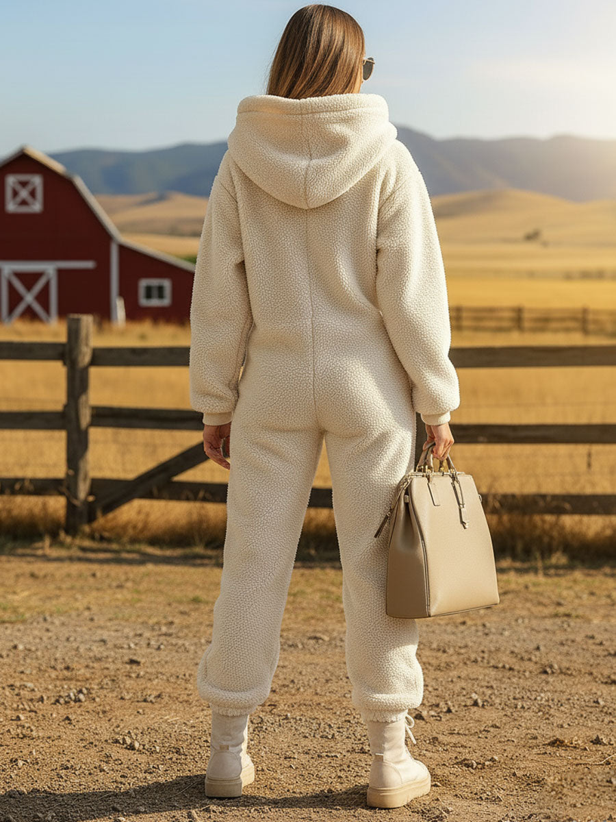 Combinaison Teddyfleece Femme avec Capuche | Confort Douillet et Style Décontracté d’Hiver