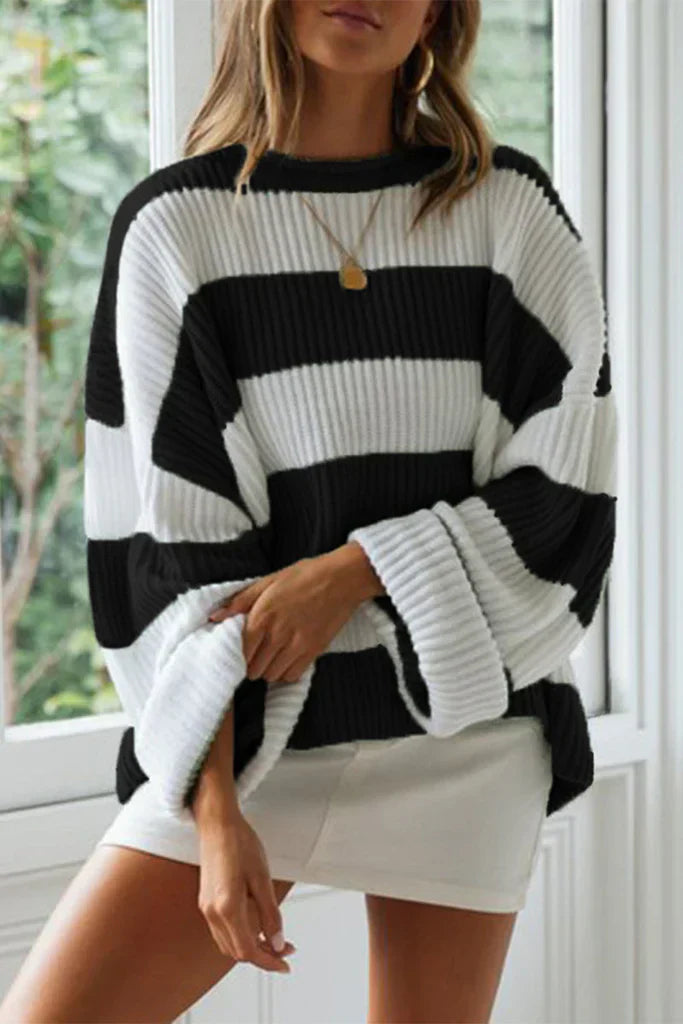 Judicaëlle | Pull Femme à Rayures Large Coupe Ample