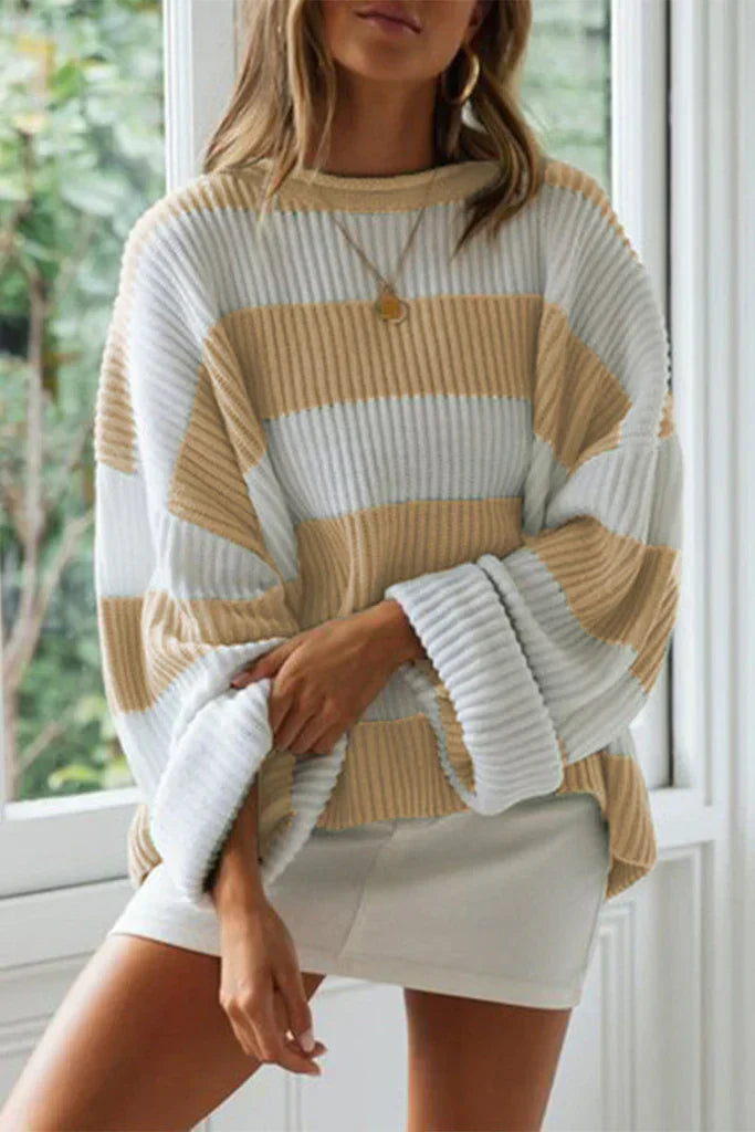 Judicaëlle | Pull Femme à Rayures Large Coupe Ample