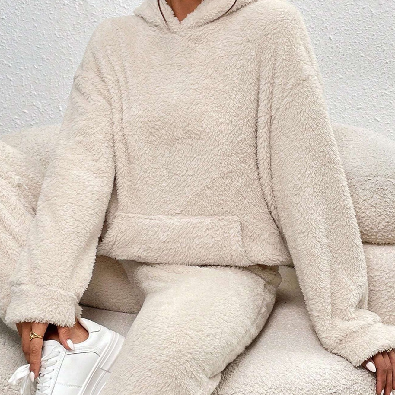 Soline | Ensemble Teddy Doux Femme avec Hoodie Chaud et Pantalon de Jogging