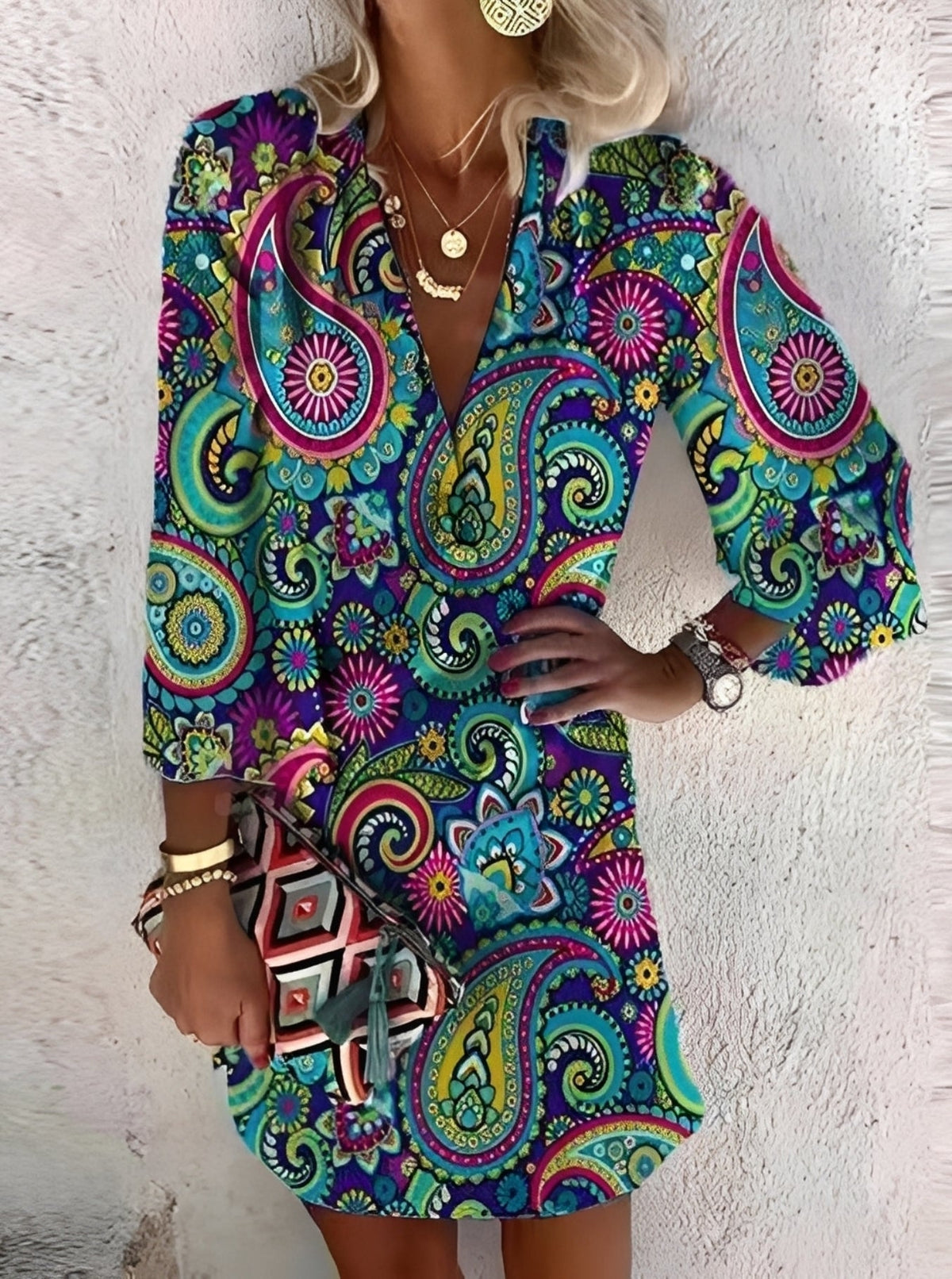 Robe Mini Femme Style Bohème Élégant et Féminin