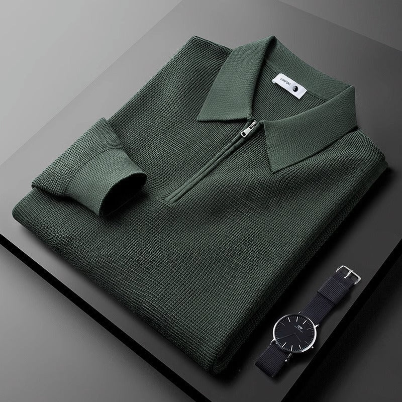 Pull Homme Moderne à Motif Waffle avec Zip | Confort et Style au Quotidien