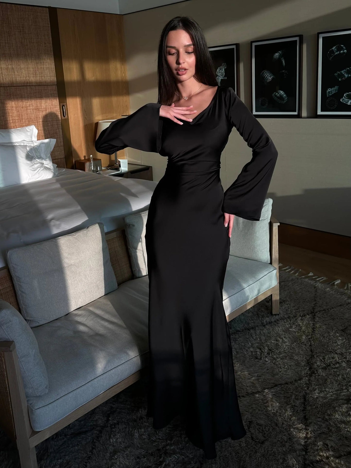 Evening Dress Femme Élégante | Maxi-Robe Longue Cintrée pour Occasions Spéciales