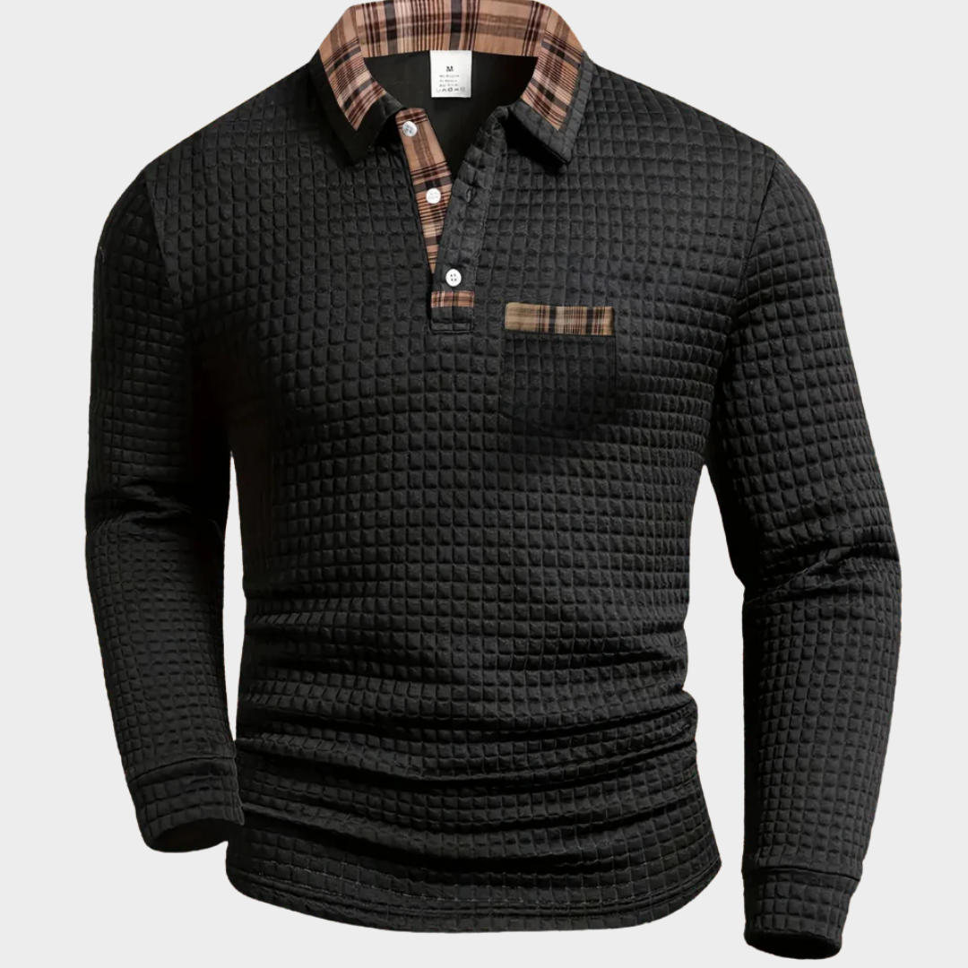 Polo Homme Manches Longues Structuré | Élégance & Confort Quotidien