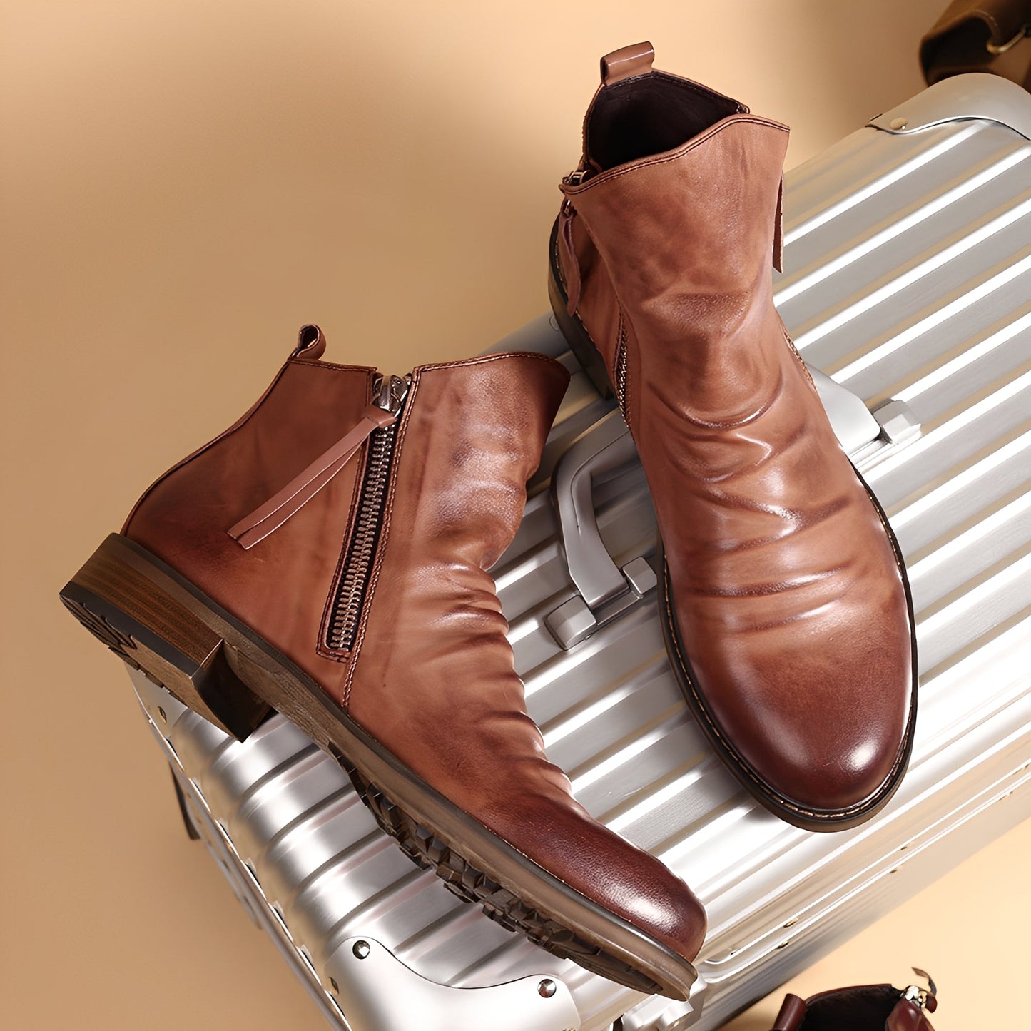 Bottes Homme Classiques en Cuir à Fermeture Éclair | Élégance et Confort Quotidien