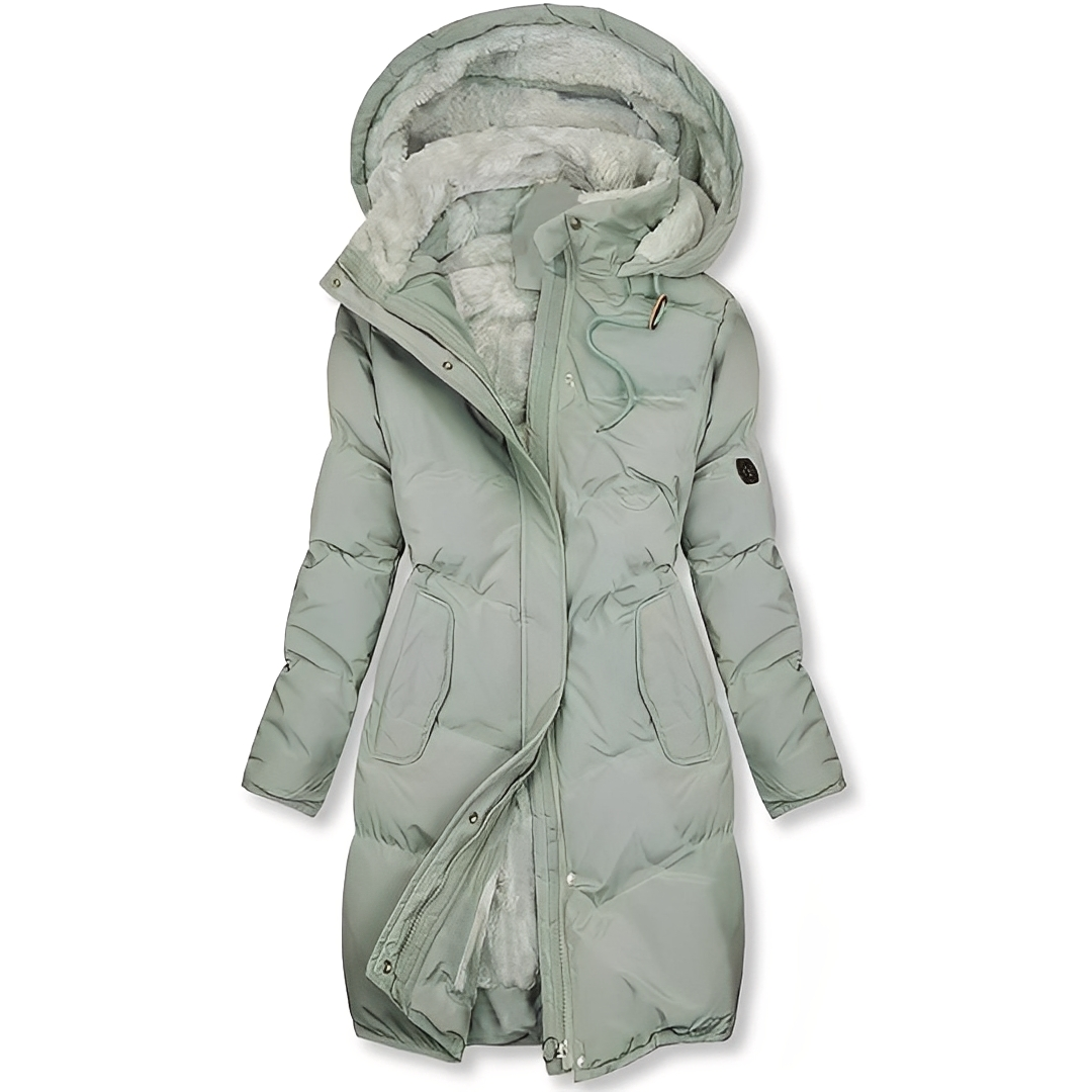 Manteau d’Hiver Femme Long et Matelassé avec Capuche | Chaud et Élégant