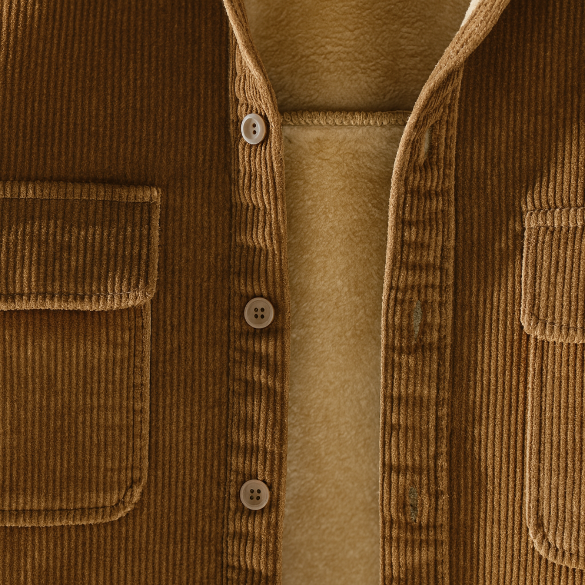 Chemise Veste en Velours Côtelé Homme Doublée Polaire
