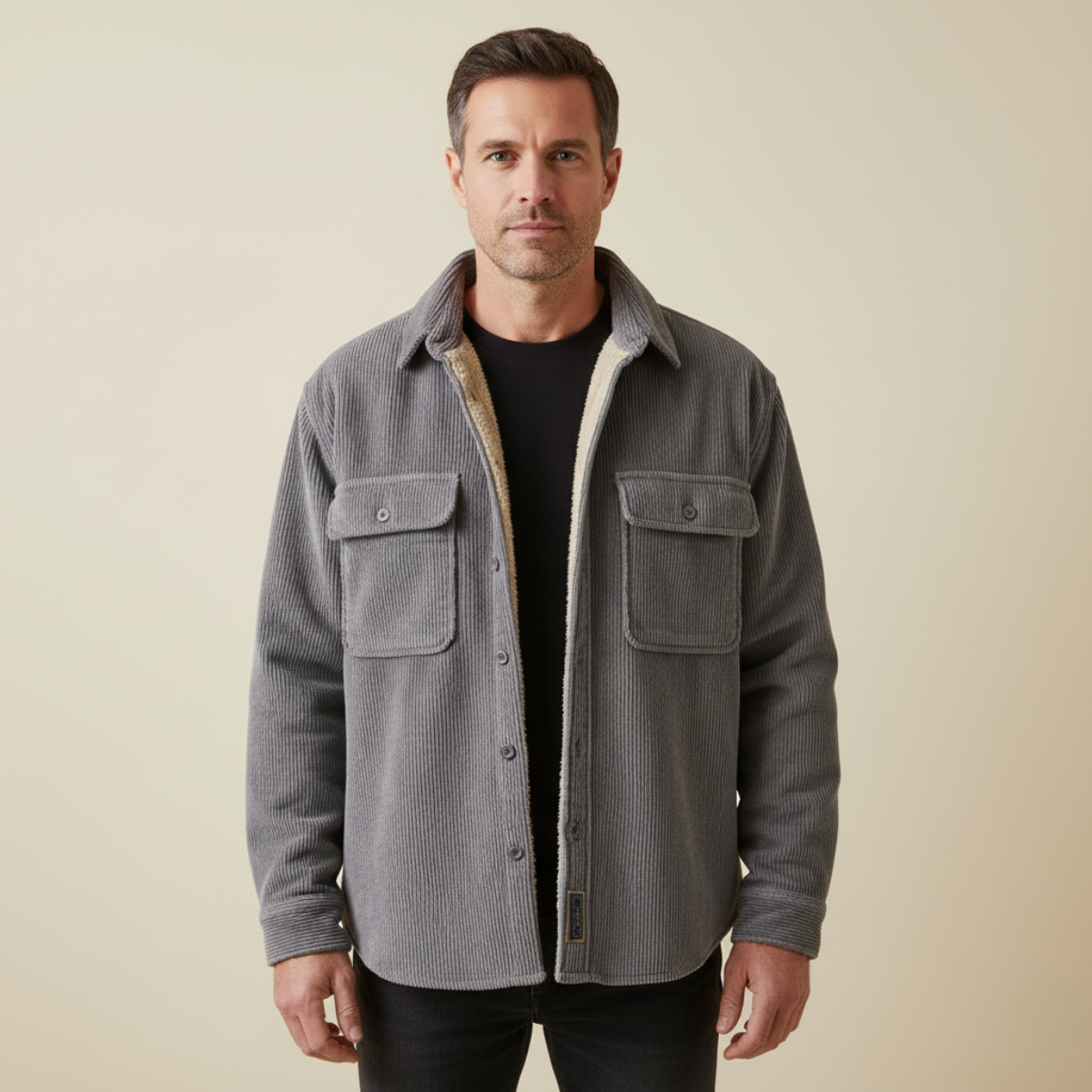 Chemise Veste en Velours Côtelé Homme Doublée Polaire