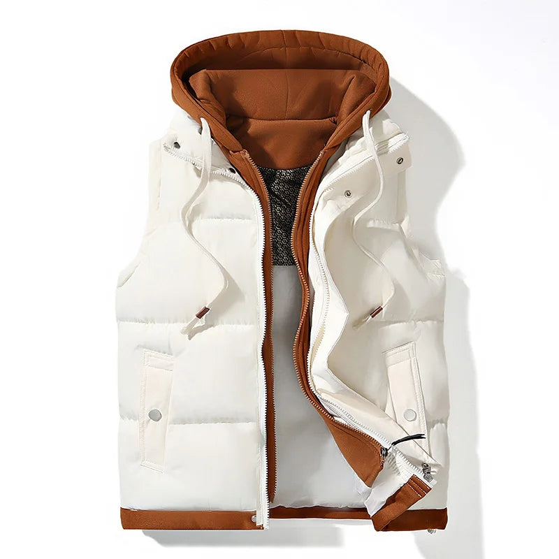Veste sans manches matelassée à capuche – Moderne, chaude & polyvalente