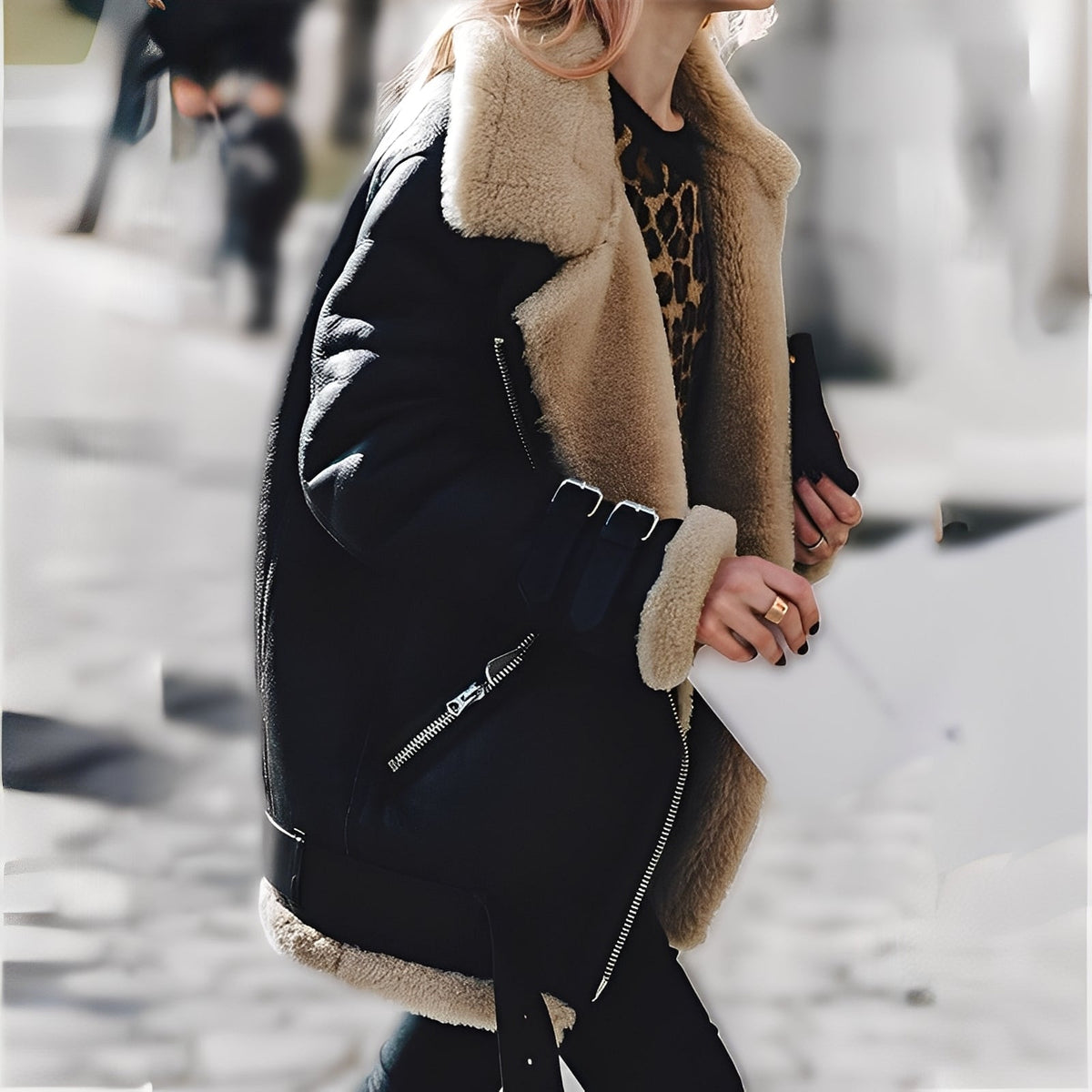 Veste Aviator Femme avec Doublure Shearling | Style Urbain et Chaleur Luxueuse