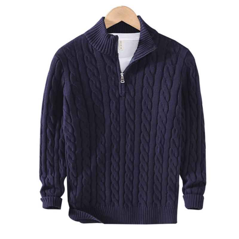 Dante | Pull Homme Zippé en Maille Torsadée Style Classique