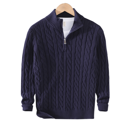 Dante | Pull Homme Zippé en Maille Torsadée Style Classique