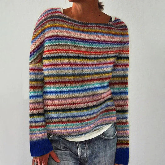 Tatiana | Pull Femme Multicolore à Rayures Tricoté