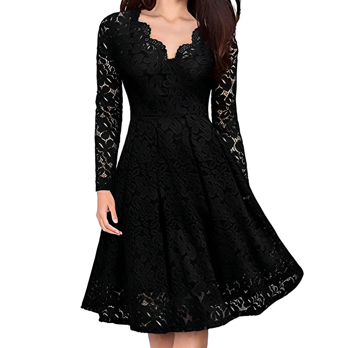 Robe Élégante Femme à Col V – Style Raffiné pour Occasions Spéciales