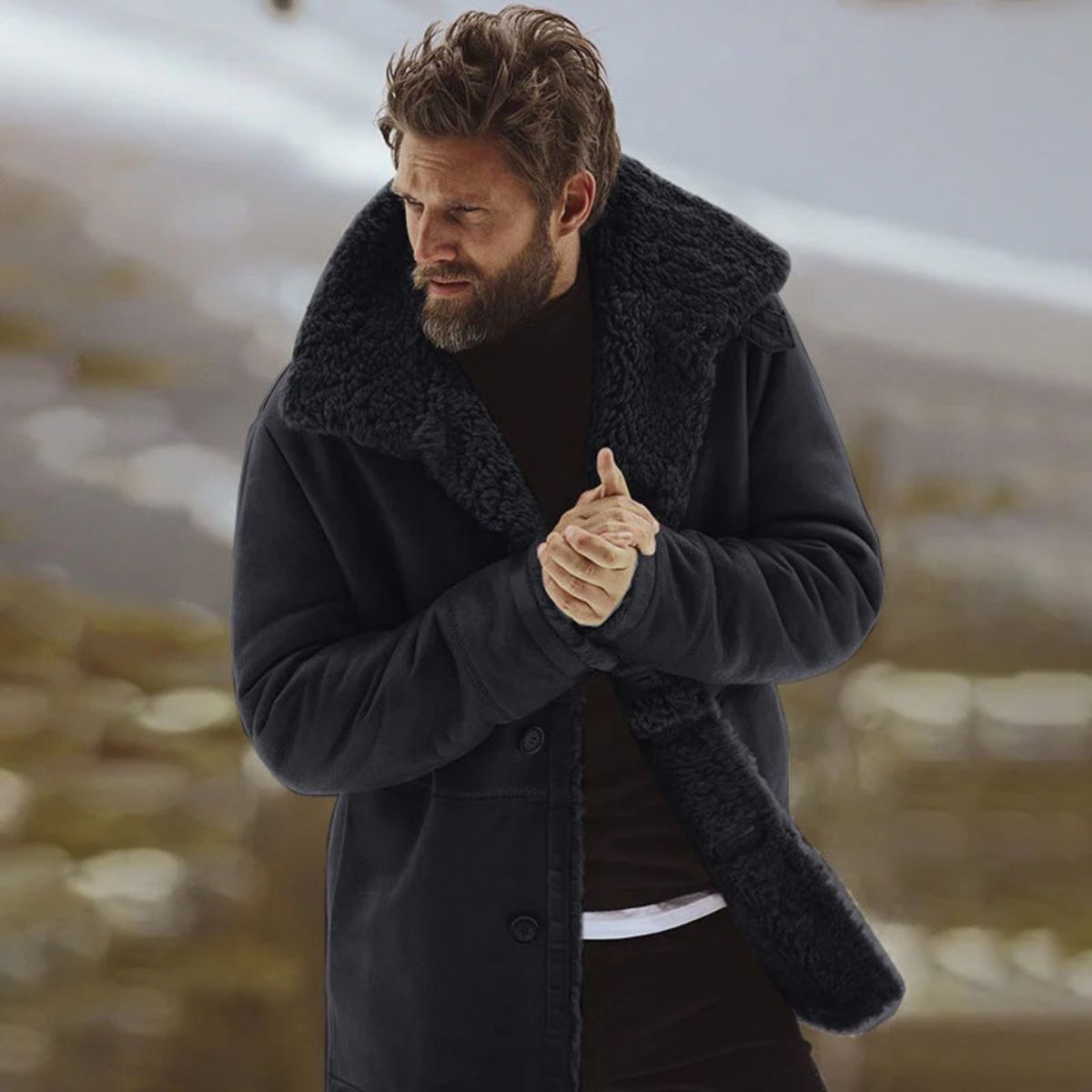 Manteau Hiver Homme | Shearling Luxueux et Élégance Classique