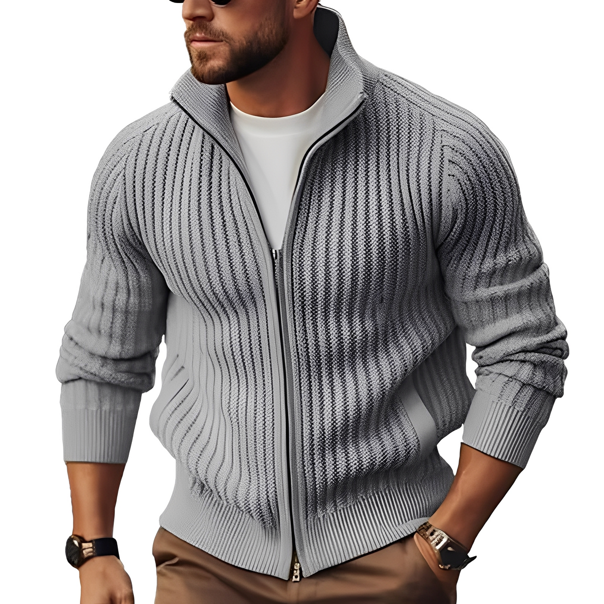 Pull Homme Zippé | Maille Structurée Chaude et Élégante