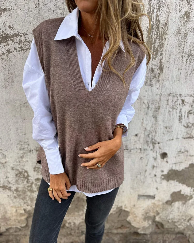 Esméralda | Gilet Femme Col V en Maille Chic