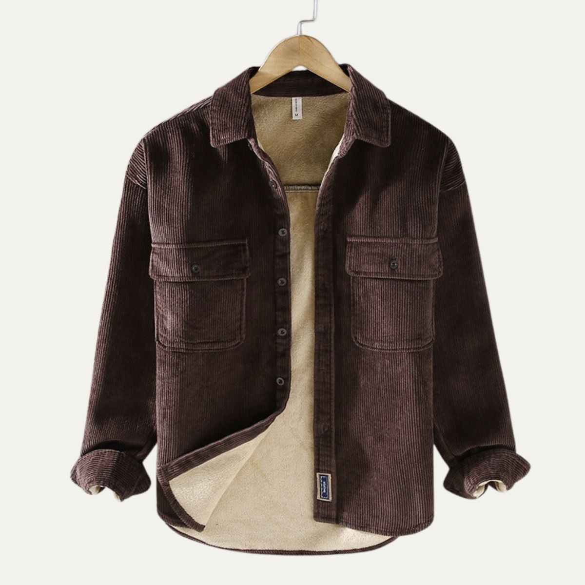 Chemise Veste en Velours Côtelé Homme Doublée Polaire