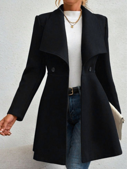 Assia | Manteau Femme Élégant à Large Col et Double Boutonnage, Stylé et Confortable