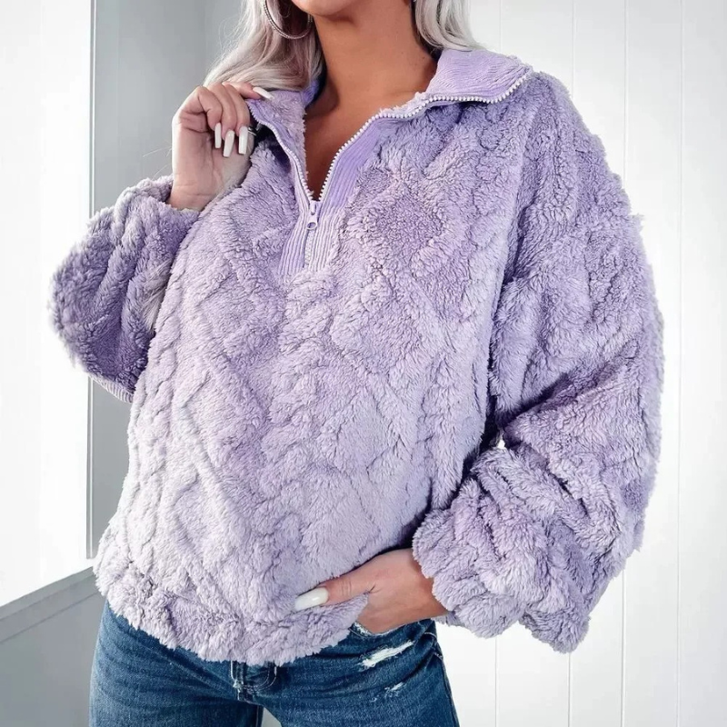 Christiana | Pull Teddy Femme Zippé Chaud et Doux, Confort et Style