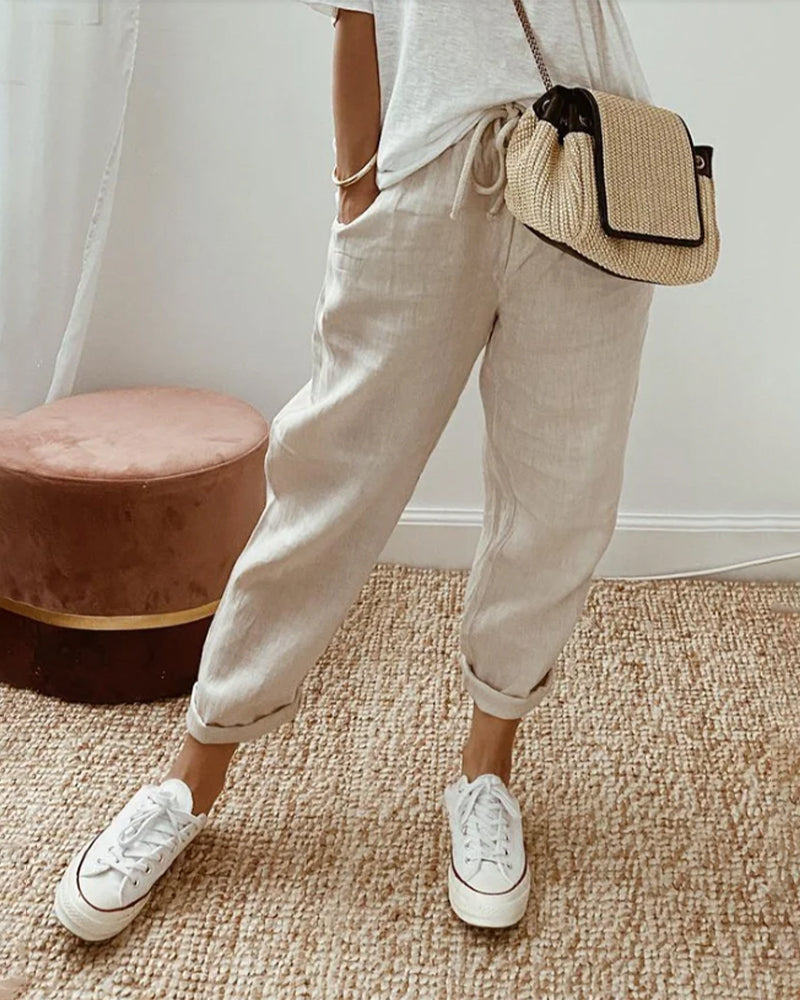 Pantalon fluide à taille élastique avec poches – Décontracté, confortable & polyvalent