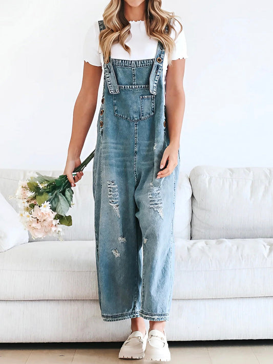 Carmelle | Combinaison femme en denim à encolure carrée et style décontracté