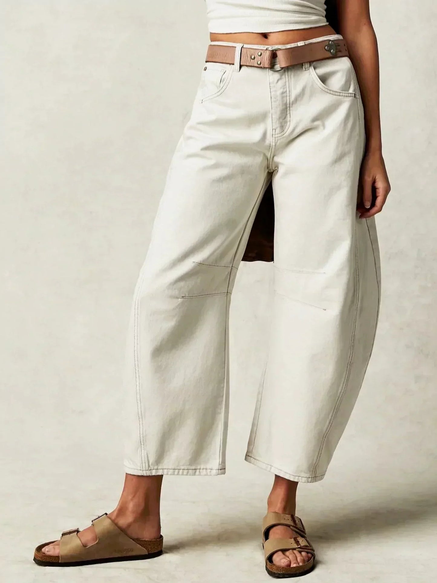 Jeans Femme Taille Haute à Jambe Large | Denim Léopard Moderne