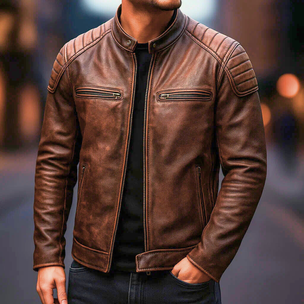 Veste Biker Homme en Cuir | Style Audacieux & Intemporel
