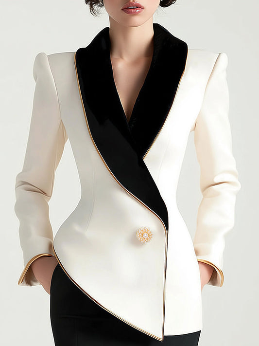 Blazer Asymétrique Femme | Élégance Moderne avec Col Contrasté