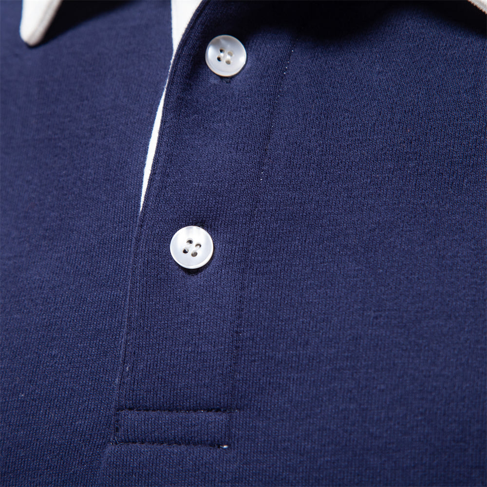 Sebastian | Polo Homme à Manches Longues Col Boutonné Classique