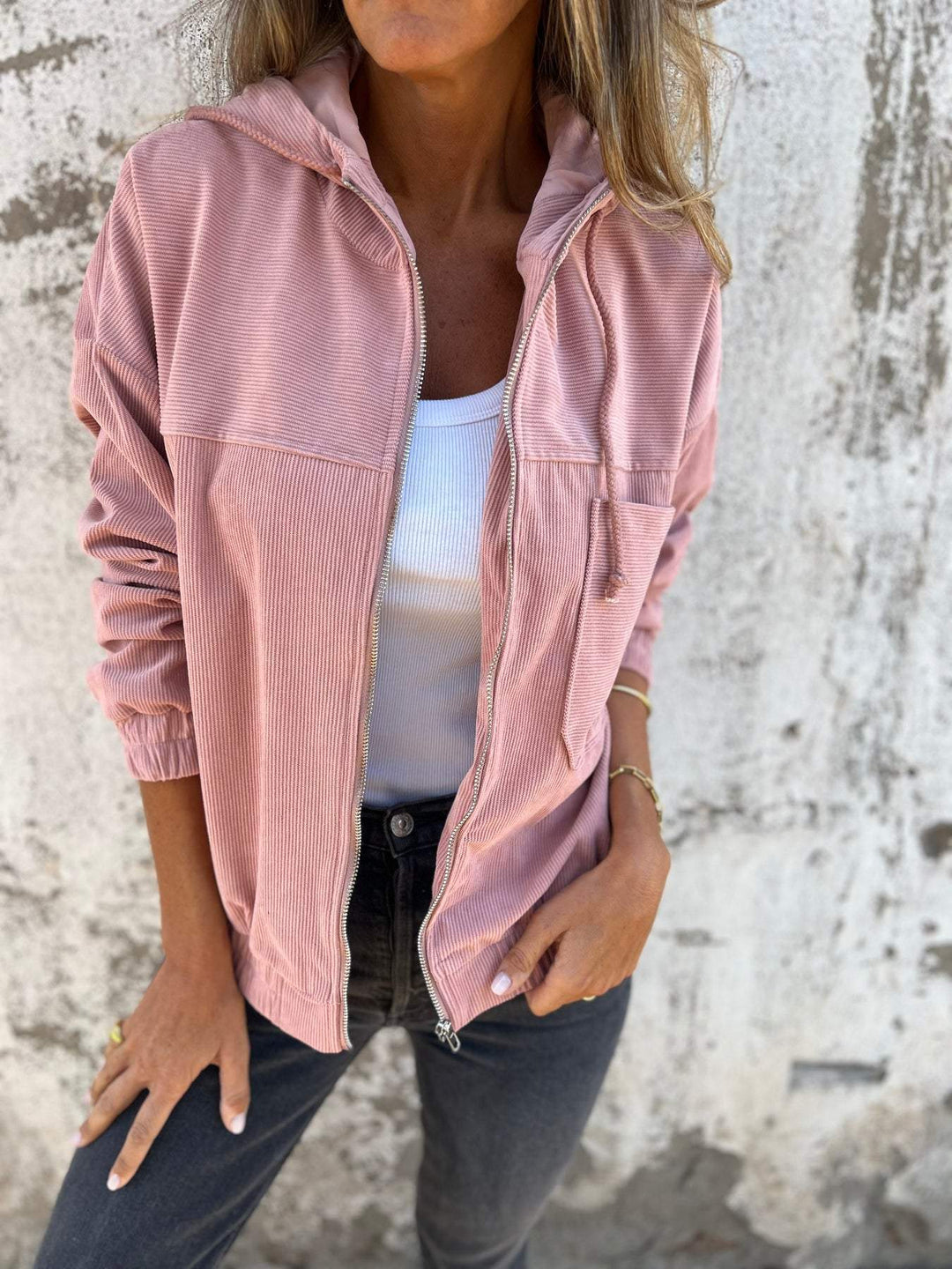 Dorianne | Veste Femme Zippée à Capuche avec Cordon Casual et Confortable