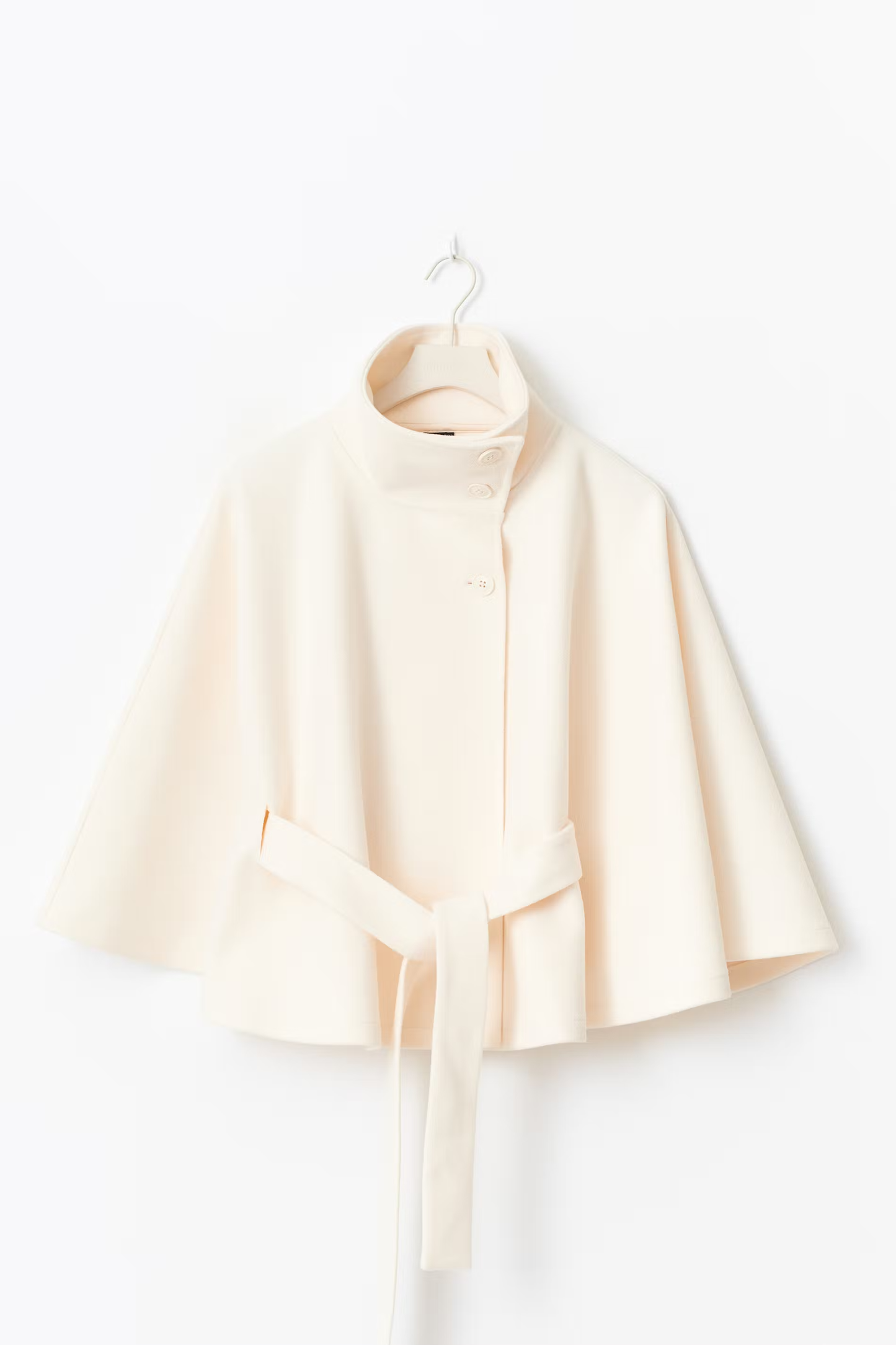 Cape Élégante Femme avec Ceinture et Col Montant