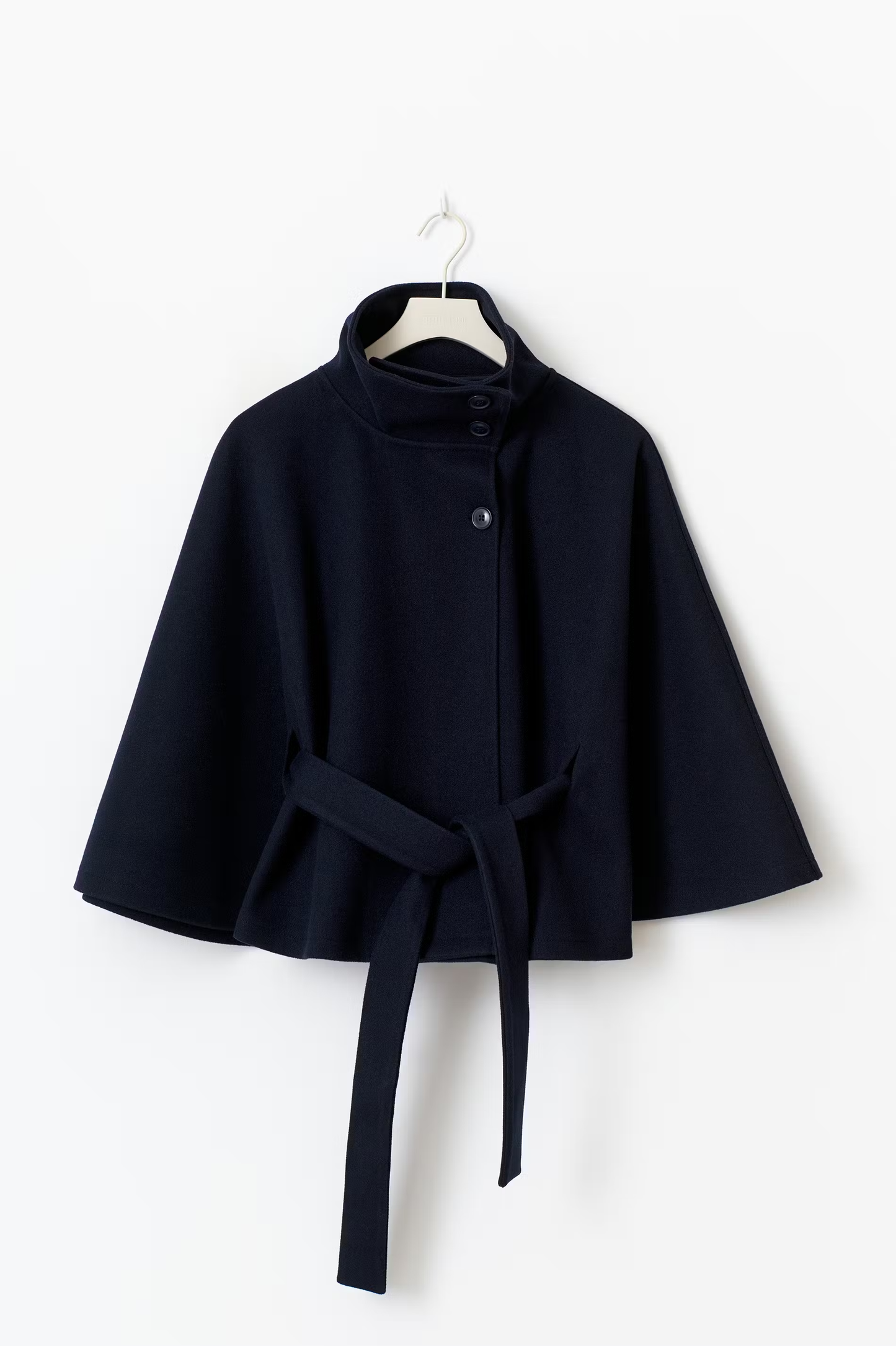 Cape Élégante Femme avec Ceinture et Col Montant
