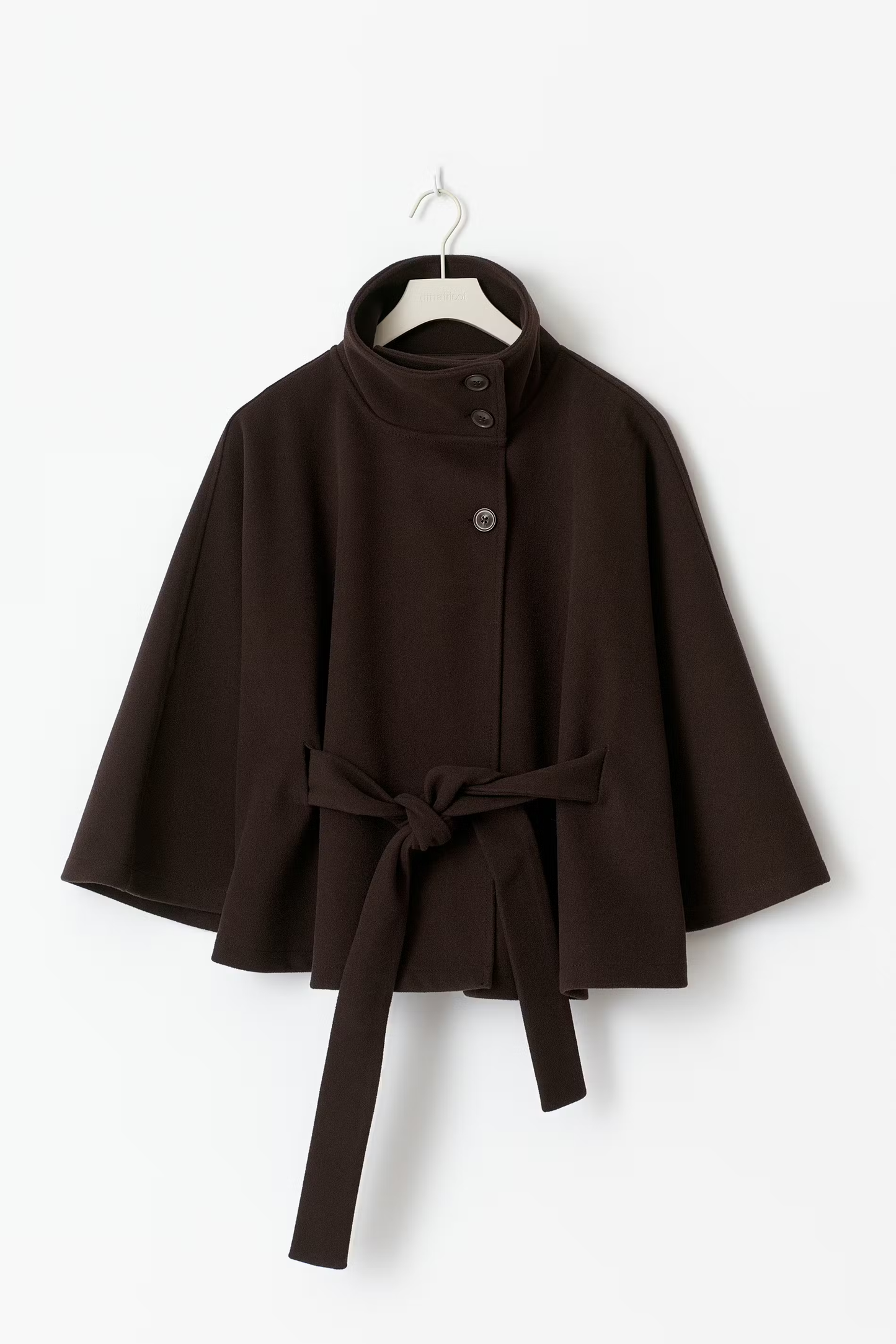 Cape Élégante Femme avec Ceinture et Col Montant