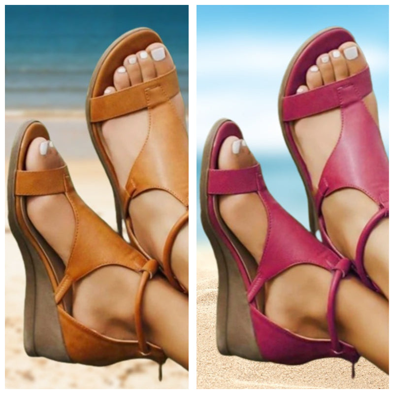 Sandales d’Été à Talon Compensé – Style Romain & Confort Élégant