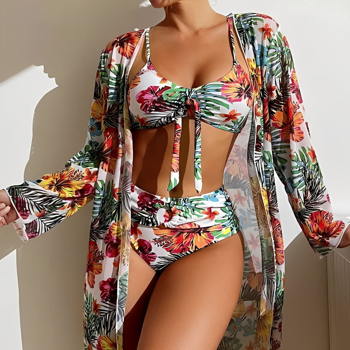 Ensemble Maillot de Bain Femme Élégant avec Jupe Fleurie et Coupe Flatteuse