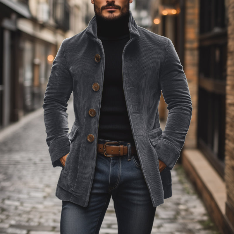 Veste Homme en Velours à Col Montant | Élégance et Style Masculin