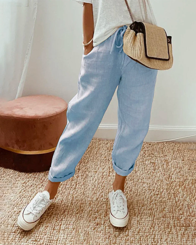 Pantalon fluide à taille élastique avec poches – Décontracté, confortable & polyvalent