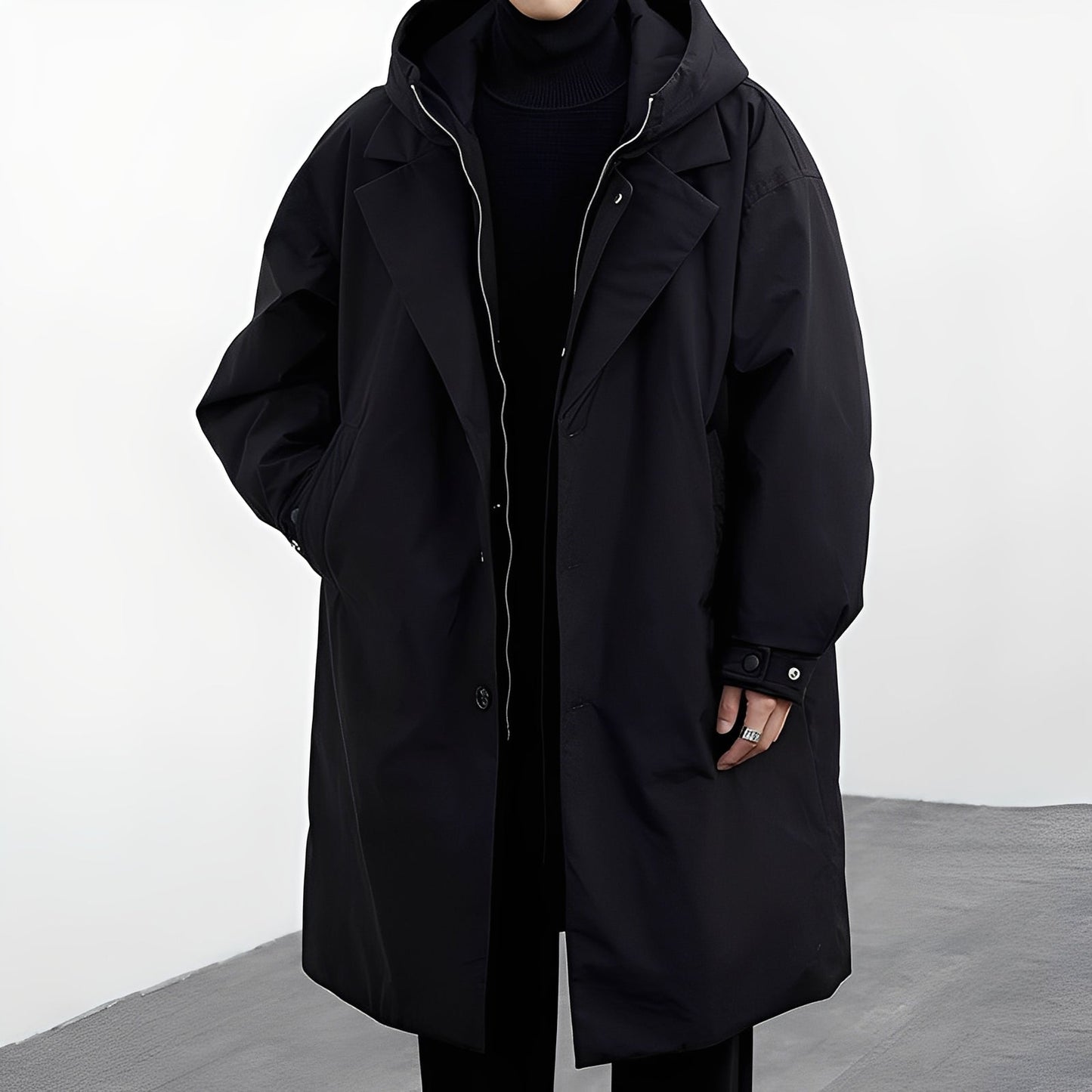 Trench-coat long polyvalent pour homme avec capuche – Stylé, Fonctionnel & Élégant