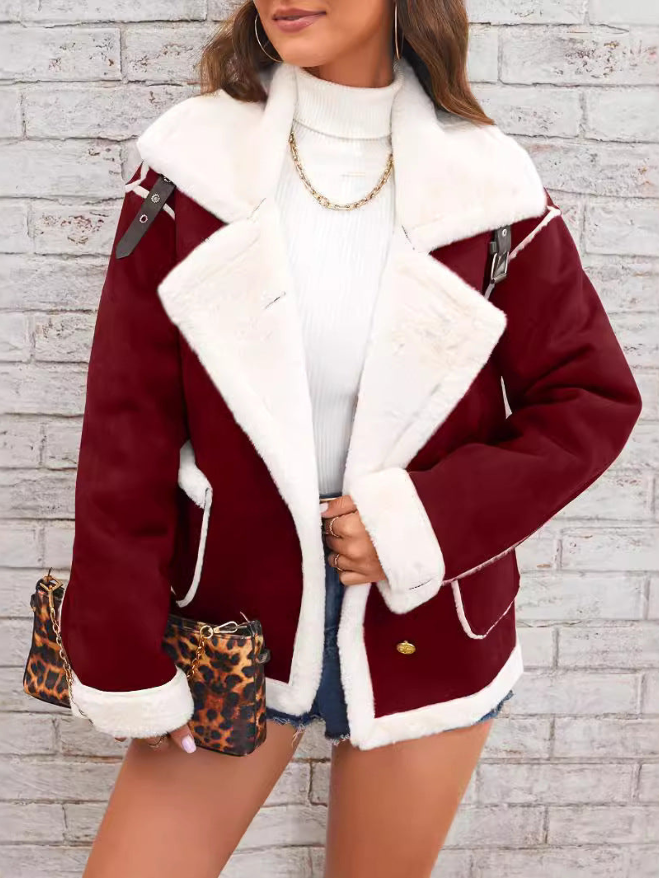 Cassyopée | Veste Femme Suédée Doublure Fausse Fourrure, Oversize et Confortable